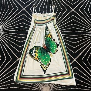 Vintage Adjustable Strap Striped Butterfly Dress Medium